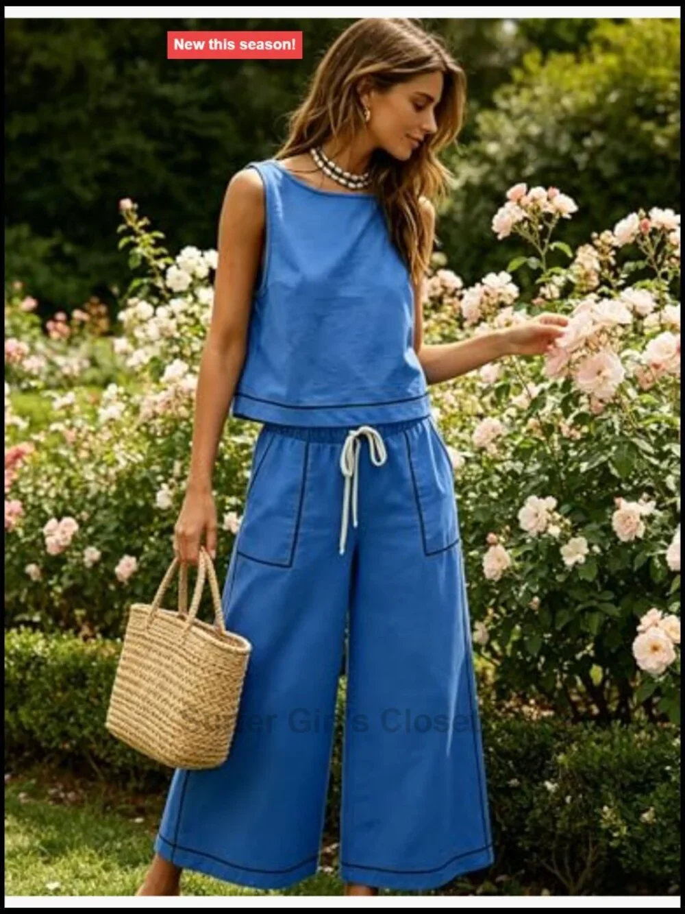 Women's 2 Piece Tank Top Wide Leg Pants Set Lounge Travel Outfit